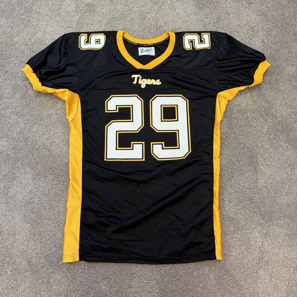 VNTG Tigers High School Football Jersey Mens Large Black Gold Powers Athletic 29